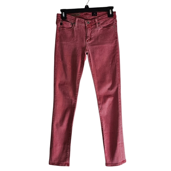 Ag Adriano Goldschmied The Stevie Ankle Slim Straight Leg Pink Jeans 25 Preowned - Picture 1 of 8
